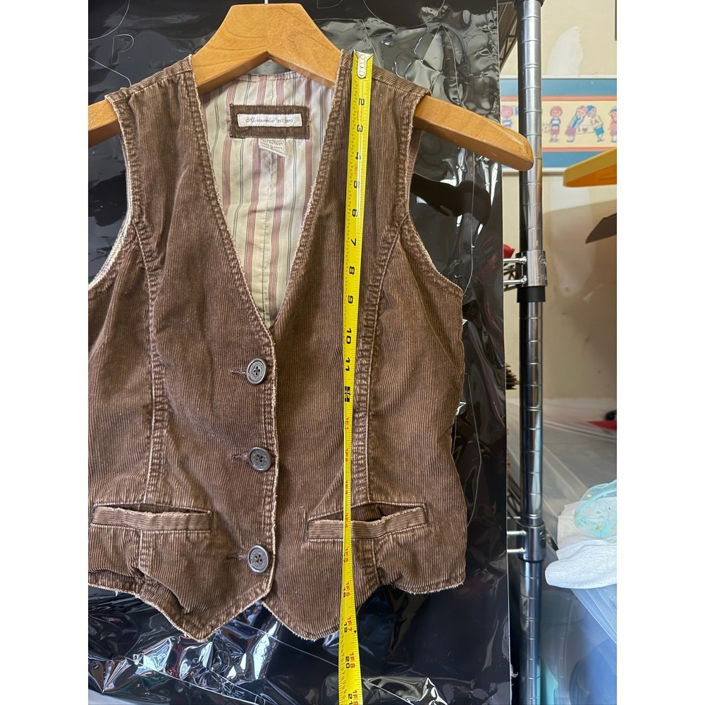 Abercrombie Corduroy Vest Women's Size S Brown Button Up Pockets Lined - Picture 8 of 10